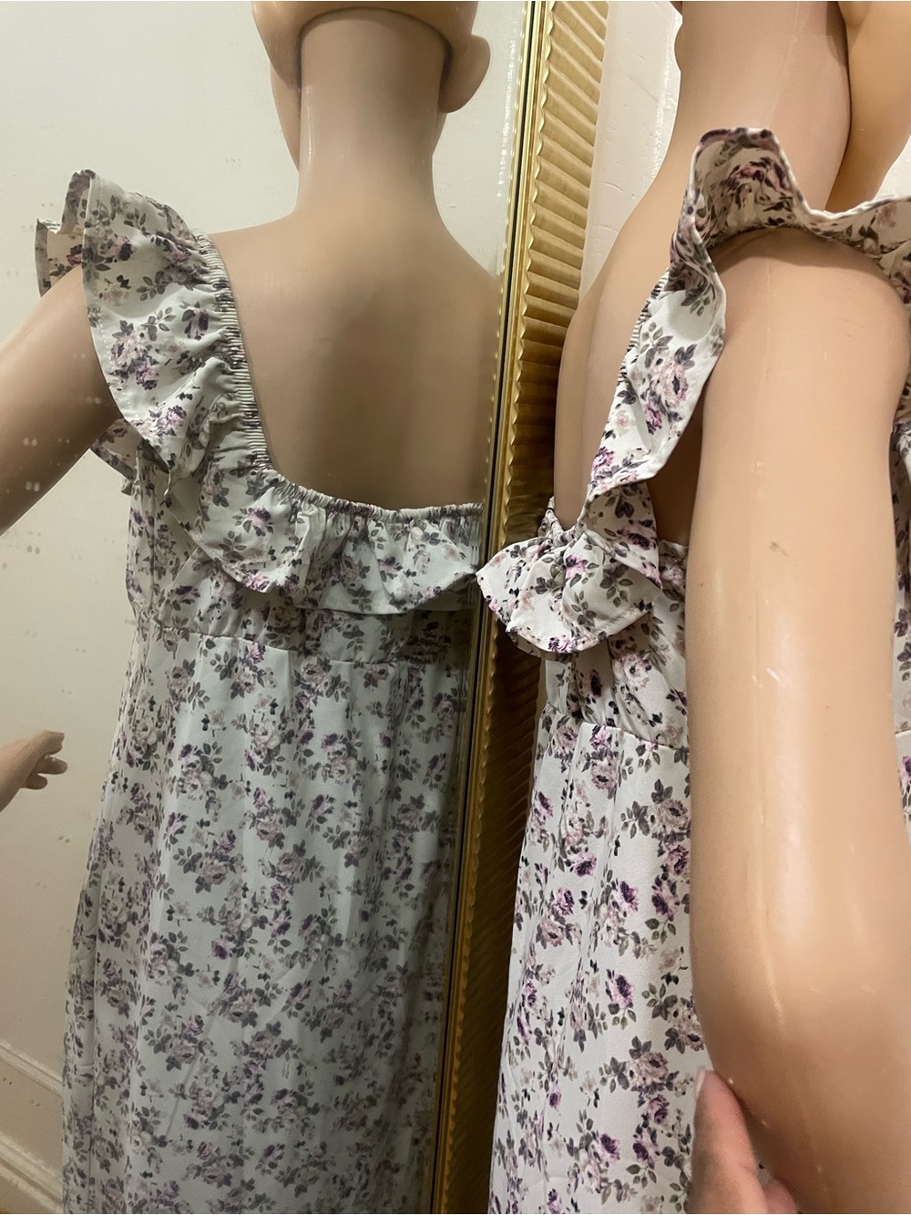 wild fable Cream Floral Maxi Dress with Purple Accents - Picture 5 of 10